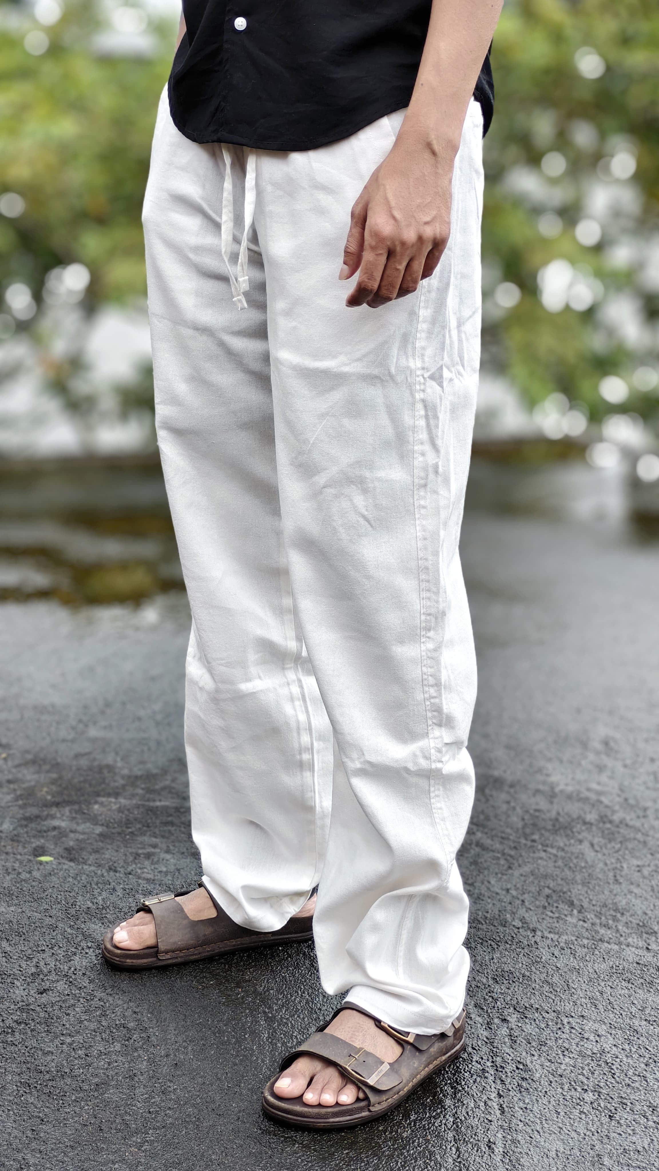 Straight Fit Linen-blend trousers